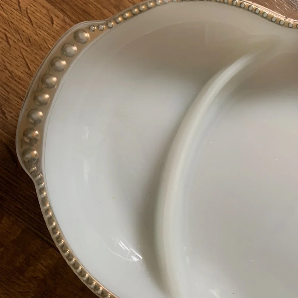 40's Fire King Milk Glass Divided Dish